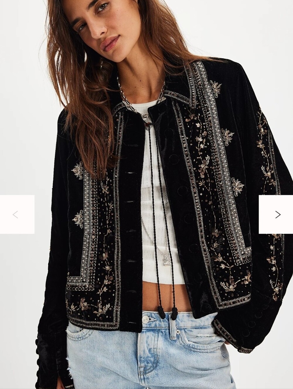 NWT Free People Western Maxxie Embellished Velvet Jacket XS - Picture 3 of 6
